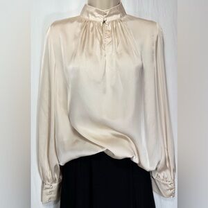 SHEIN Elegant Cream Satin Blouse